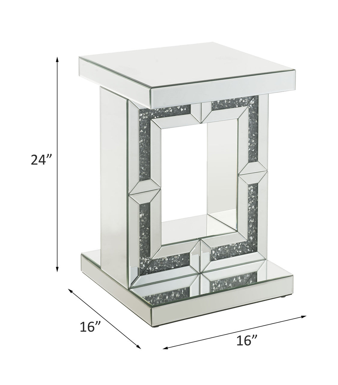 ACME 97933 Noralie Accent Table, Mirrored & Faux Diamonds