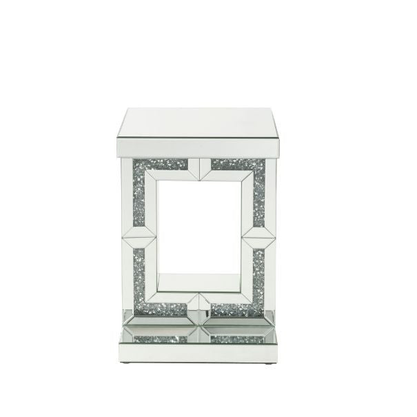 ACME 97933 Noralie Accent Table, Mirrored & Faux Diamonds