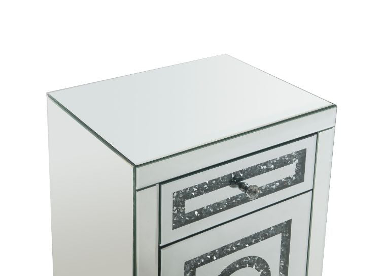 ACME 97934 Noralie Accent Table, Mirrored & Faux Diamonds