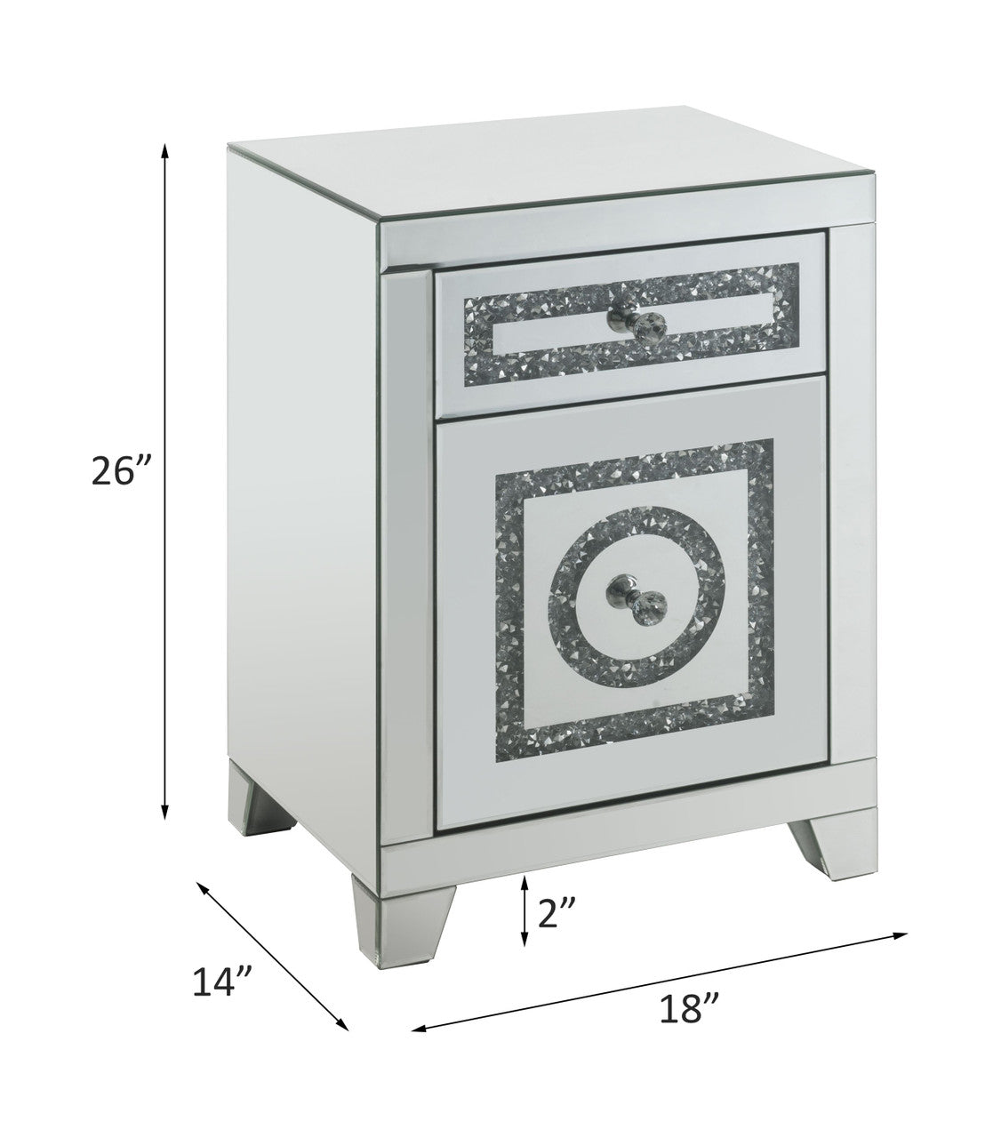 ACME 97934 Noralie Accent Table, Mirrored & Faux Diamonds