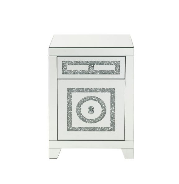 ACME 97934 Noralie Accent Table, Mirrored & Faux Diamonds