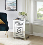 ACME 97934 Noralie Accent Table, Mirrored & Faux Diamonds