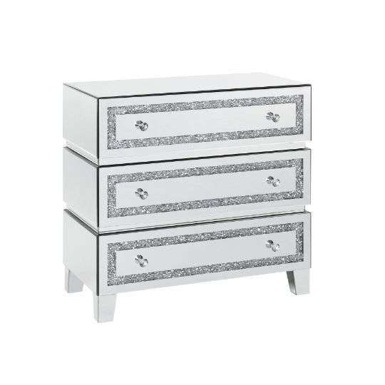 ACME 97946 Noor Cabinet, Mirrored & Faux Diamonds