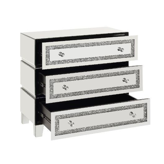 ACME 97946 Noor Cabinet, Mirrored & Faux Diamonds
