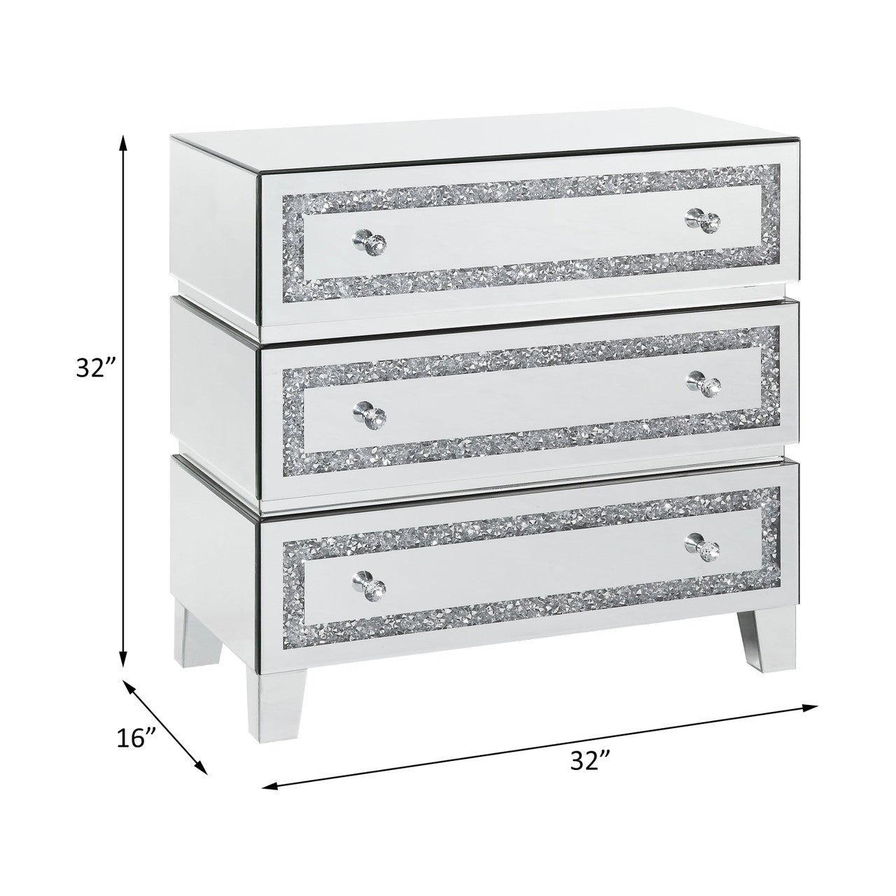 ACME 97946 Noor Cabinet, Mirrored & Faux Diamonds