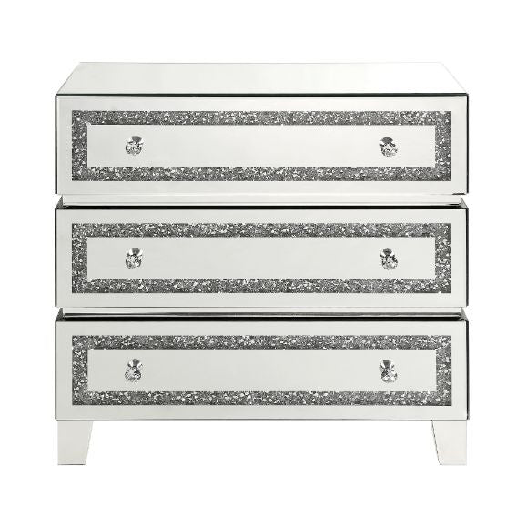 ACME 97946 Noor Cabinet, Mirrored & Faux Diamonds