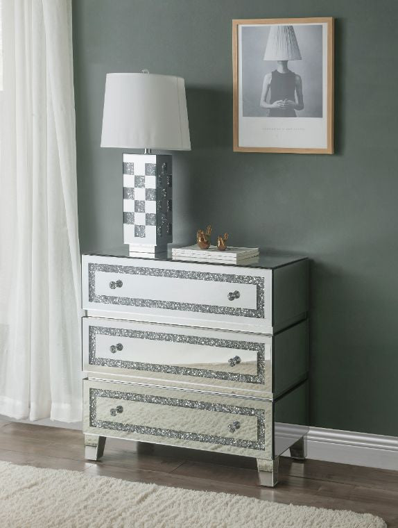 ACME 97946 Noor Cabinet, Mirrored & Faux Diamonds
