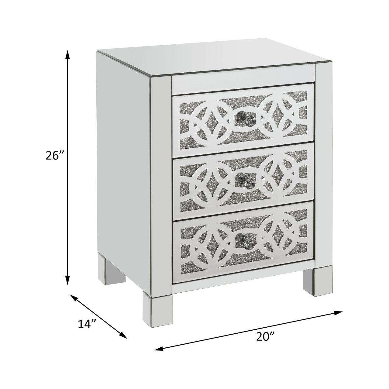 ACME 97947 Noralie Accent Table, Mirrored & Faux Diamonds