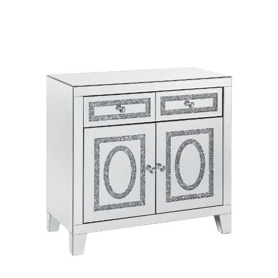 ACME 97952 Noralie Cabinet, Mirrored & Faux Diamonds