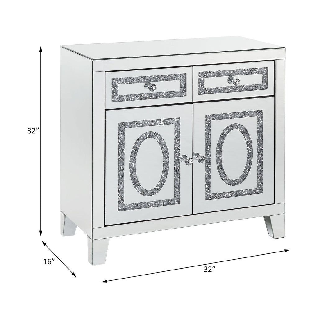ACME 97952 Noralie Cabinet, Mirrored & Faux Diamonds