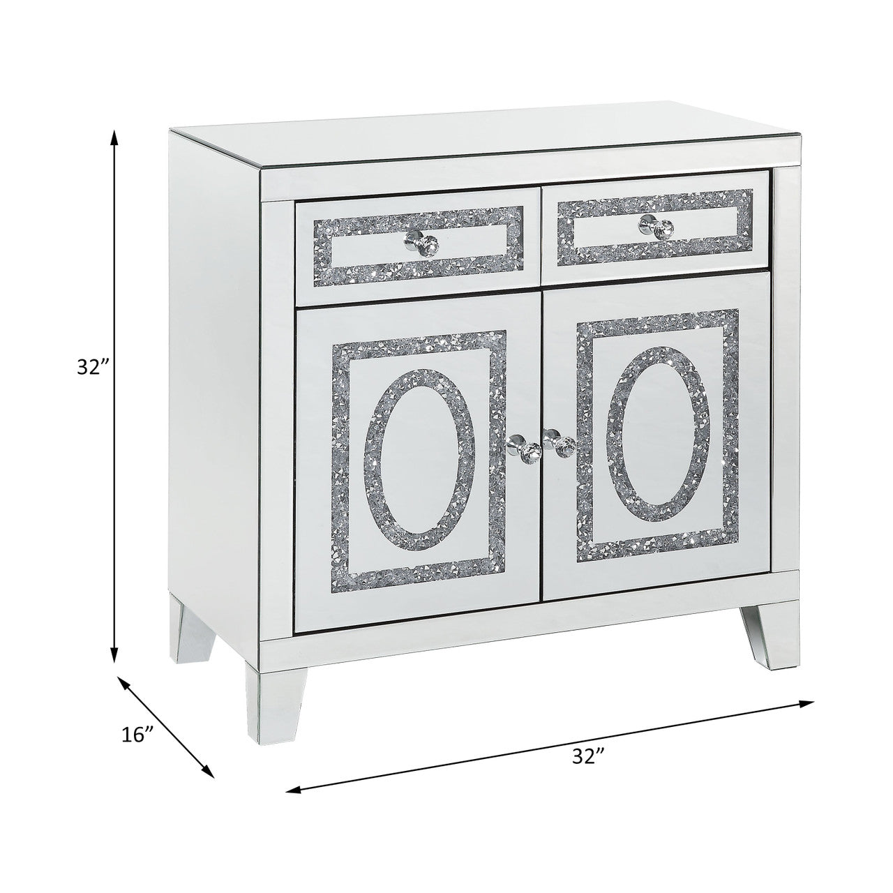 ACME 97952 Noralie Cabinet, Mirrored & Faux Diamonds