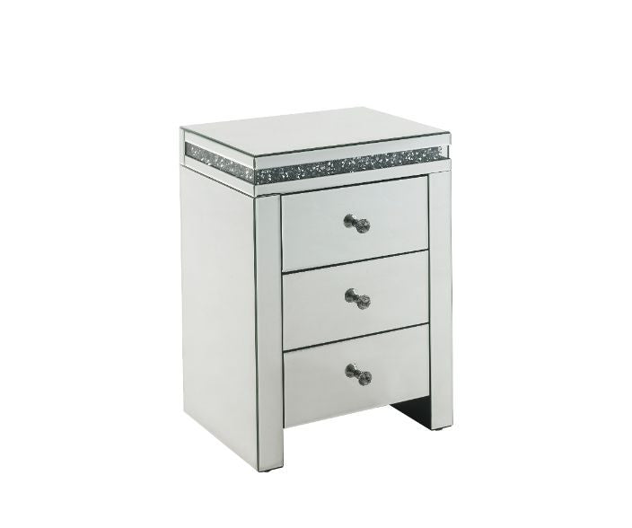 ACME 97954 Noralie Accent Table, Mirrored & Faux Diamonds