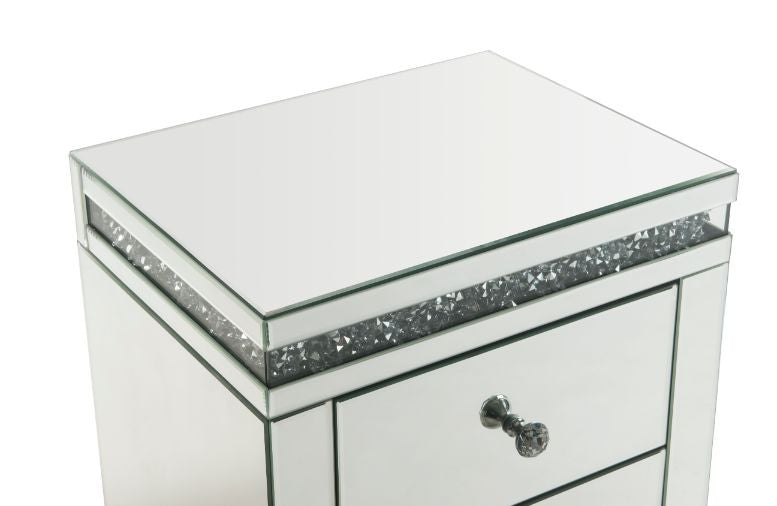 ACME 97954 Noralie Accent Table, Mirrored & Faux Diamonds