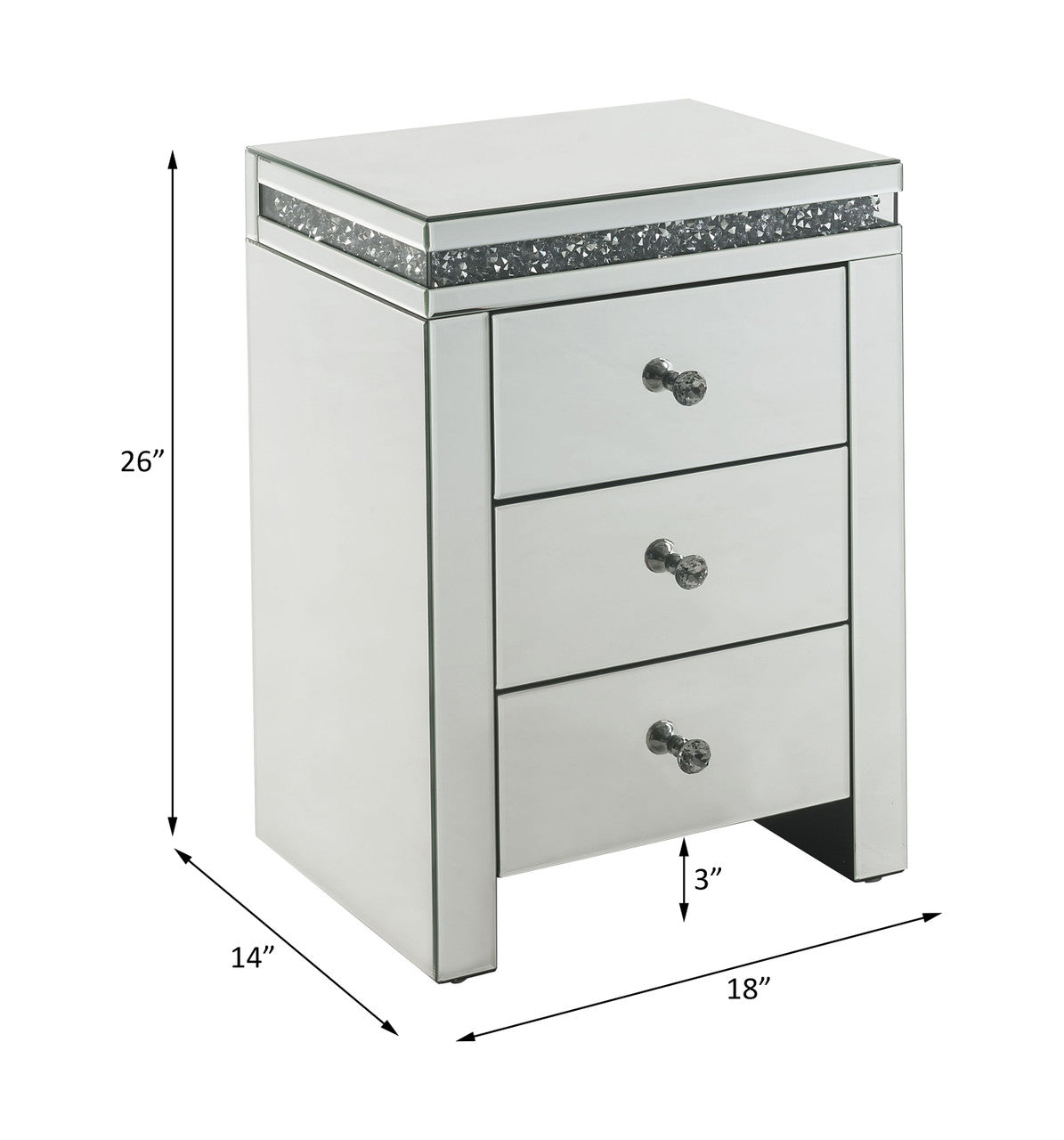 ACME 97954 Noralie Accent Table, Mirrored & Faux Diamonds