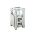 ACME 97956 Noralie Accent Table, Clear Glass, Mirrored & Faux Diamonds
