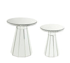 ACME 97958 Lotus Accent Table, Mirrored & Faux Crystals Inlay
