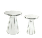ACME 97958 Lotus Accent Table, Mirrored & Faux Crystals Inlay