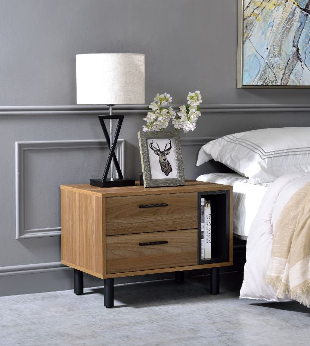 ACME 97964 Trolgar Accent Table, Brown Oak & Black Finish