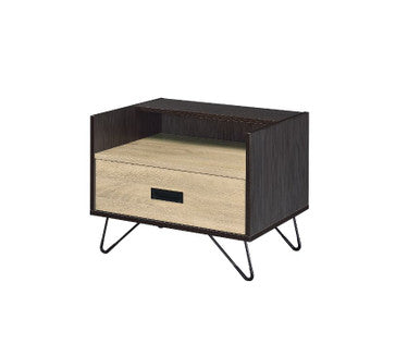 ACME 97968 Melkree Accent Table, Oak & Black Finish