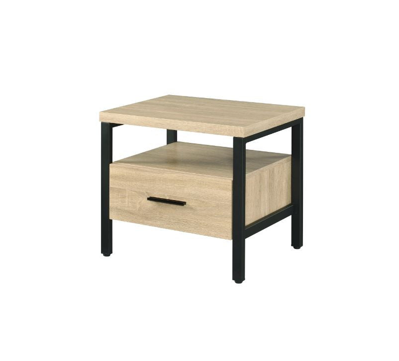 ACME 97970 Yawan Accent Table, Oak & Black Finish