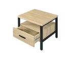 ACME 97970 Yawan Accent Table, Oak & Black Finish
