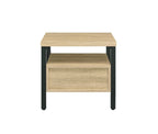ACME 97970 Yawan Accent Table, Oak & Black Finish
