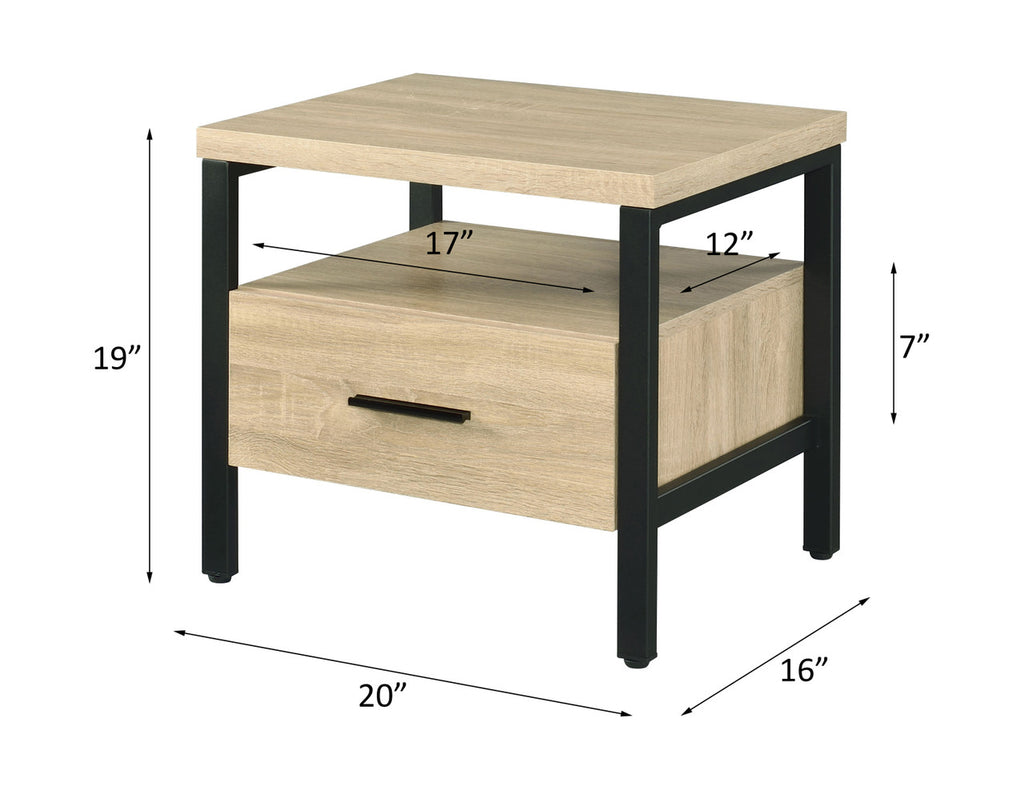 ACME 97970 Yawan Accent Table, Oak & Black Finish
