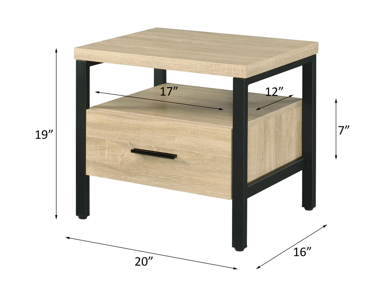 ACME 97970 Yawan Accent Table, Oak & Black Finish