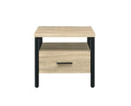 ACME 97970 Yawan Accent Table, Oak & Black Finish