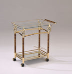 ACME 98002 Helmut Serving Cart, Gold Plated & Clear Glass