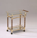 ACME 98002 Helmut Serving Cart, Gold Plated & Clear Glass