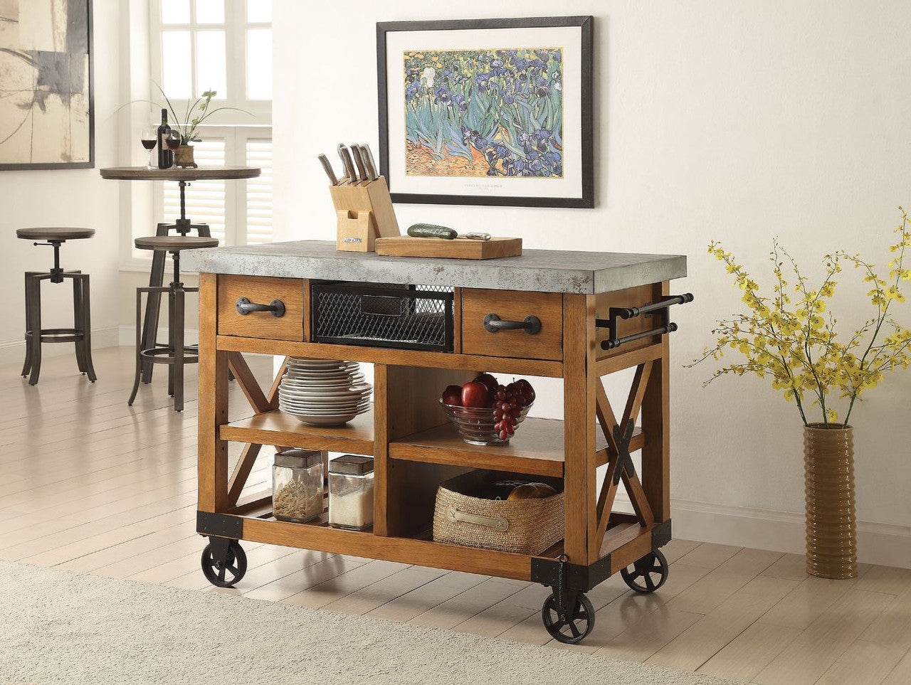 ACME 98182 Kailey Kitchen Cart, Antique Oak