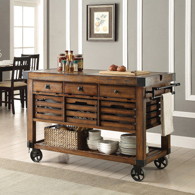 ACME 98184 Kaif Kitchen Cart, Distressed Chestnut