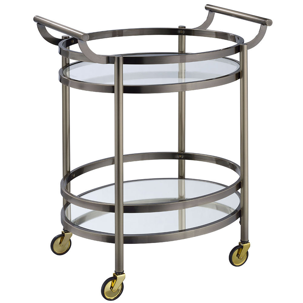 ACME 98190 Lakelyn Serving Cart, Brushed Bronze & Clear Glass
