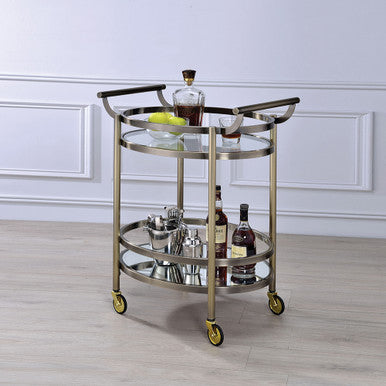 ACME 98190 Lakelyn Serving Cart, Brushed Bronze & Clear Glass