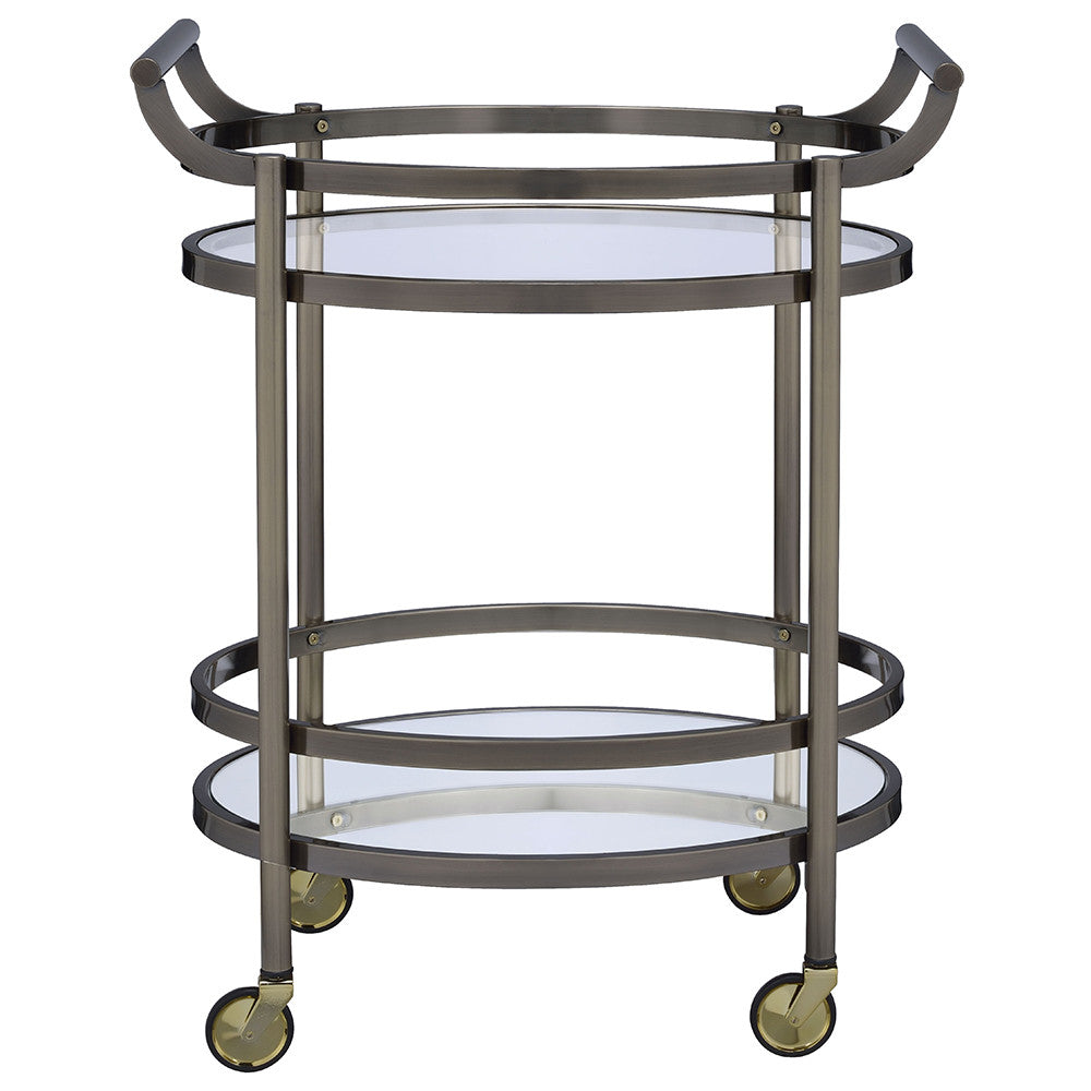 ACME 98190 Lakelyn Serving Cart, Brushed Bronze & Clear Glass