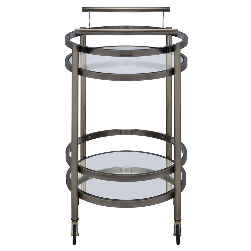 ACME 98190 Lakelyn Serving Cart, Brushed Bronze & Clear Glass