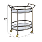 ACME 98190 Lakelyn Serving Cart, Brushed Bronze & Clear Glass