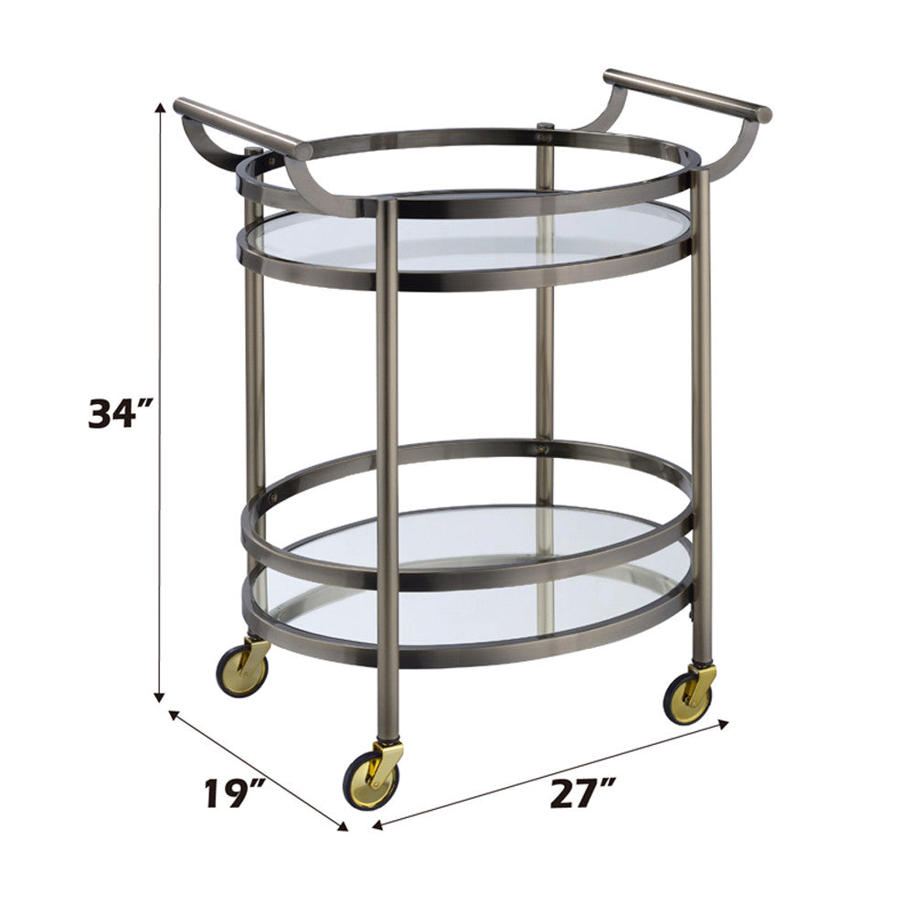 ACME 98190 Lakelyn Serving Cart, Brushed Bronze & Clear Glass
