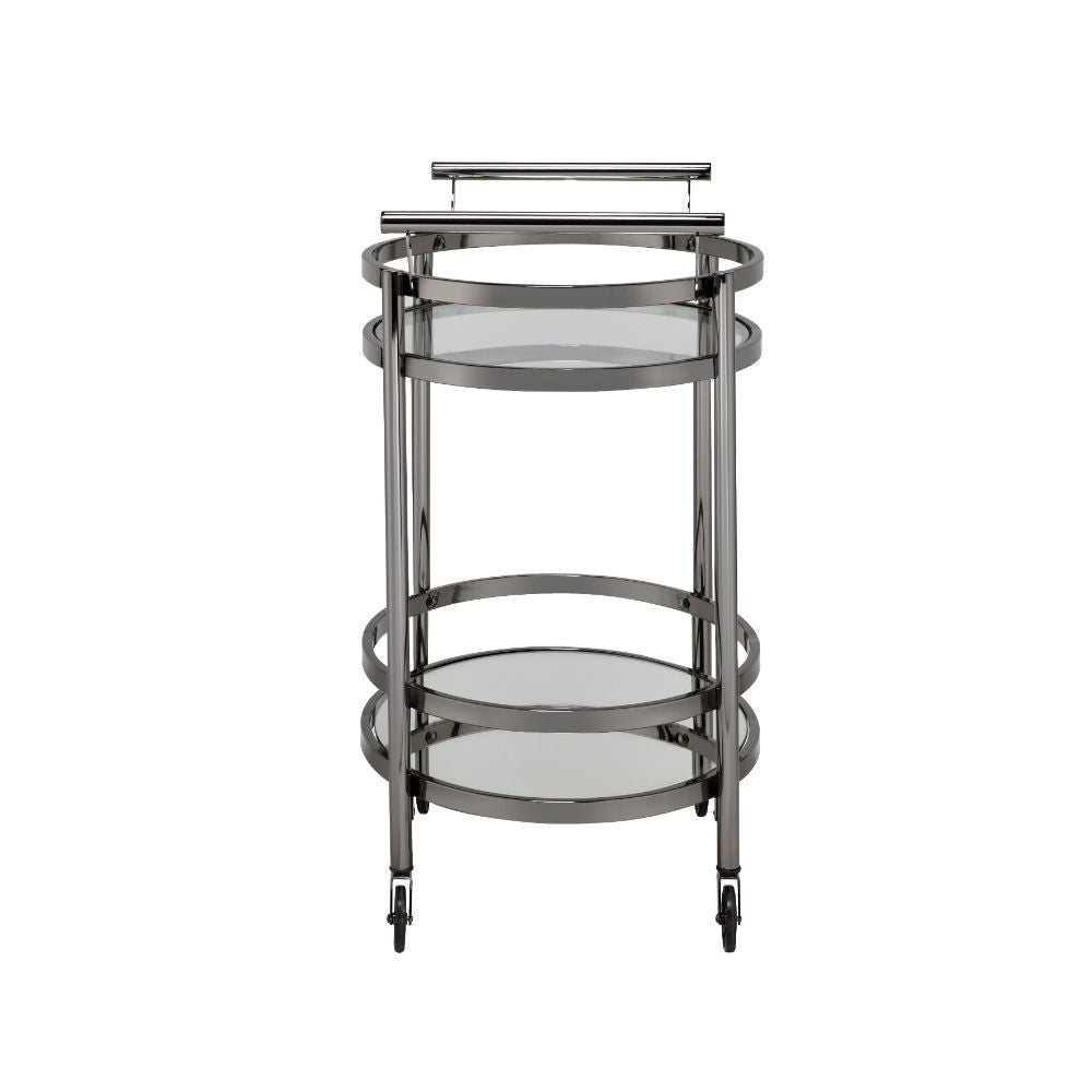 ACME 98191 Lakelyn Serving Cart, Black Nickel & Clear Glass
