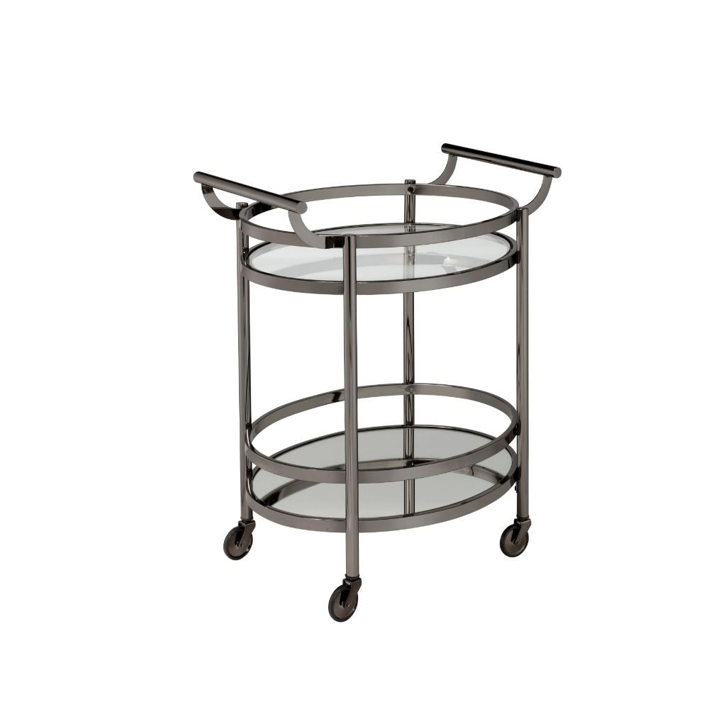 ACME 98191 Lakelyn Serving Cart, Black Nickel & Clear Glass