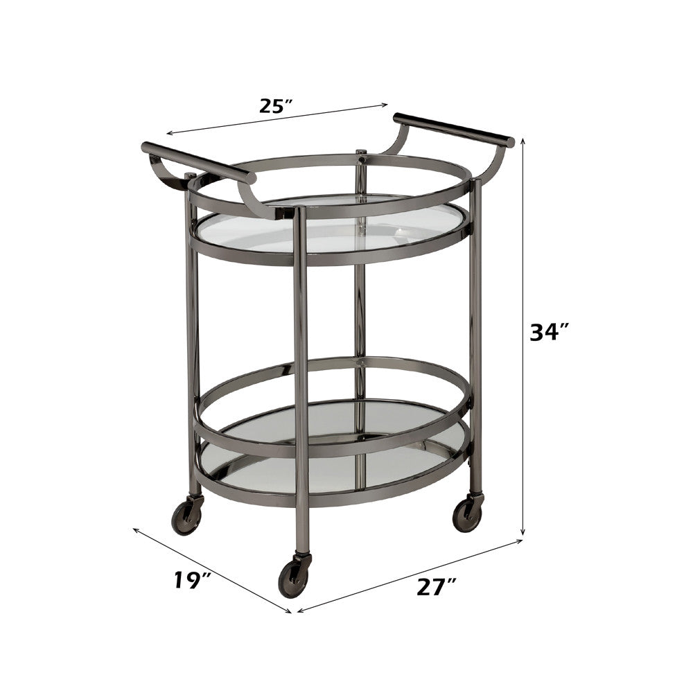 ACME 98191 Lakelyn Serving Cart, Black Nickel & Clear Glass