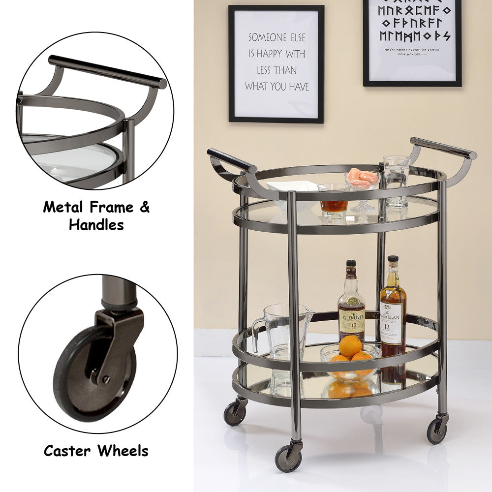 ACME 98191 Lakelyn Serving Cart, Black Nickel & Clear Glass