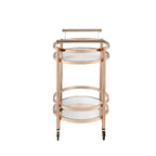 ACME 98192 Lakelyn Serving Cart, Rose Gold & Clear Glass