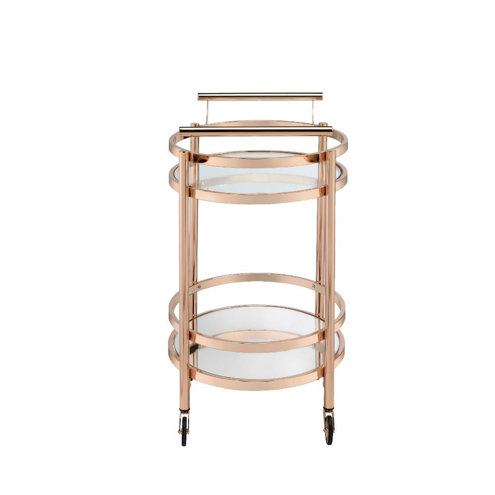 ACME 98192 Lakelyn Serving Cart, Rose Gold & Clear Glass
