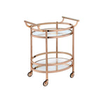 ACME 98192 Lakelyn Serving Cart, Rose Gold & Clear Glass