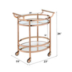 ACME 98192 Lakelyn Serving Cart, Rose Gold & Clear Glass