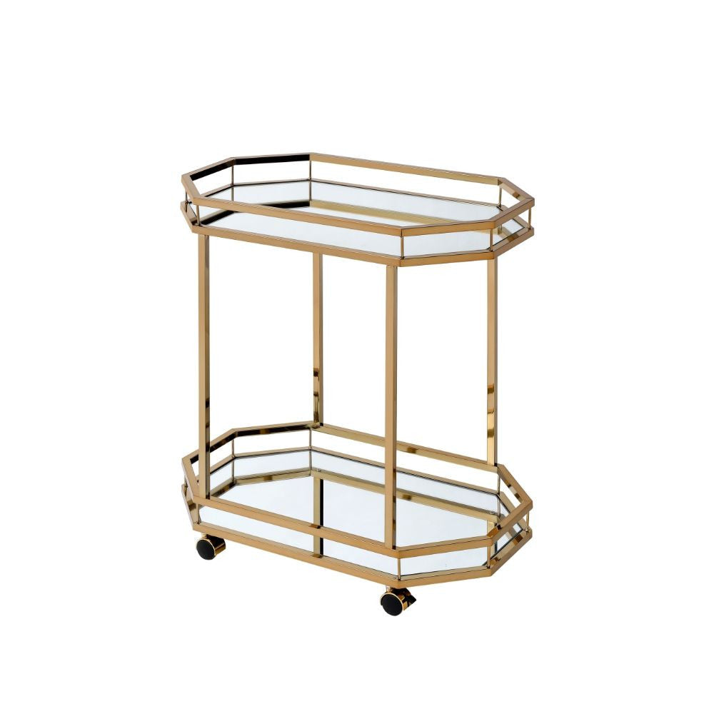 ACME 98197 Lacole Serving Cart, Champagne & Mirror