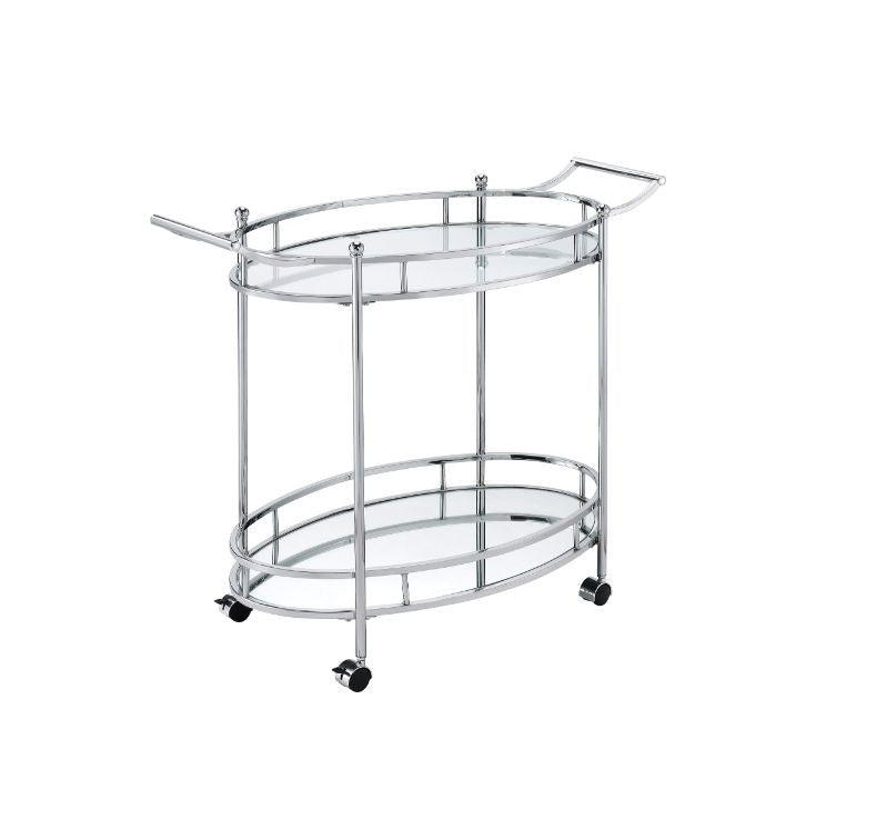 ACME 98216 Jinx Serving Cart, Clear Glass & Chrome Finish