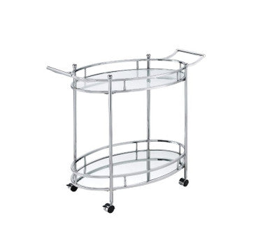 ACME 98216 Jinx Serving Cart, Clear Glass & Chrome Finish